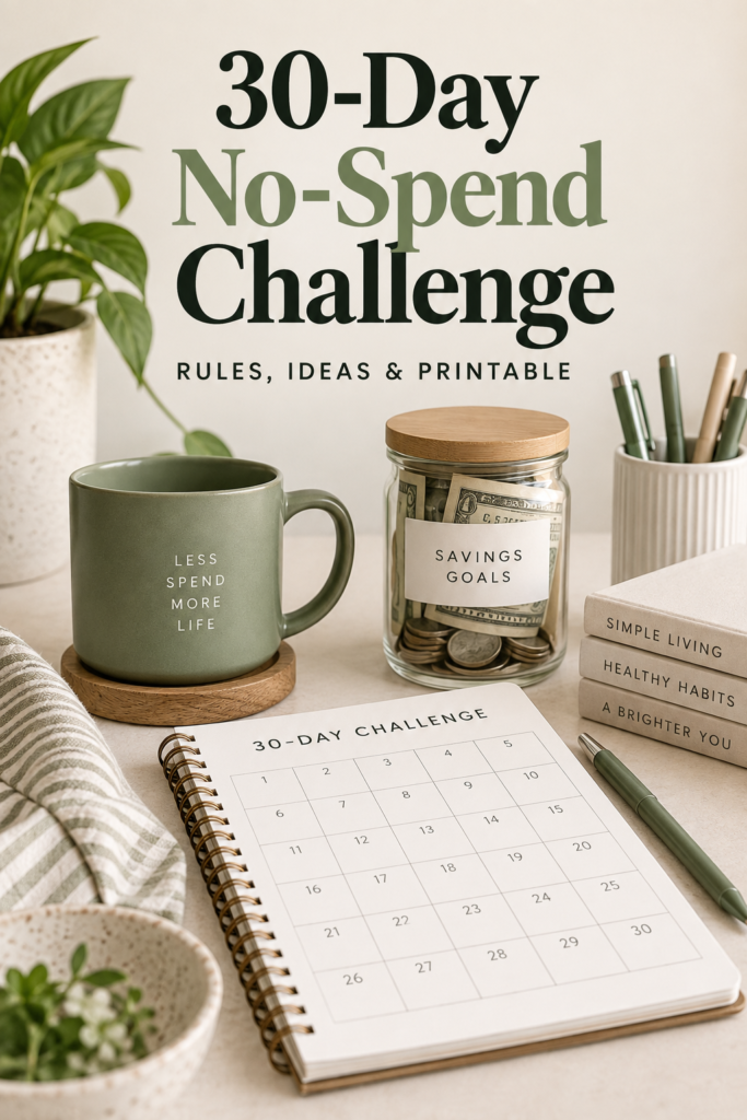 30-Day No-Spend Challenge: Rules, Ideas & Printable