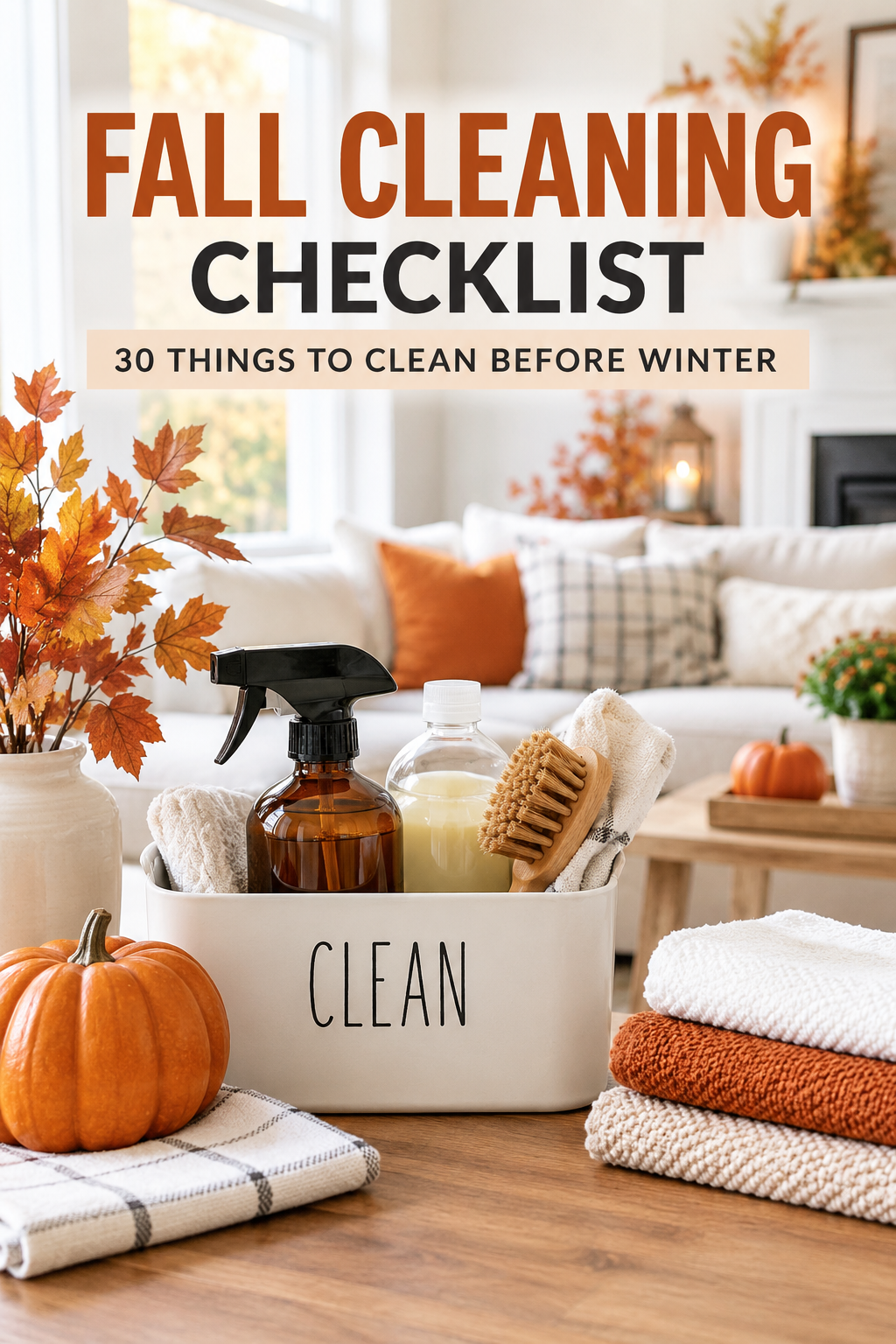 Fall cleaning checklist with 30 things to clean before winter